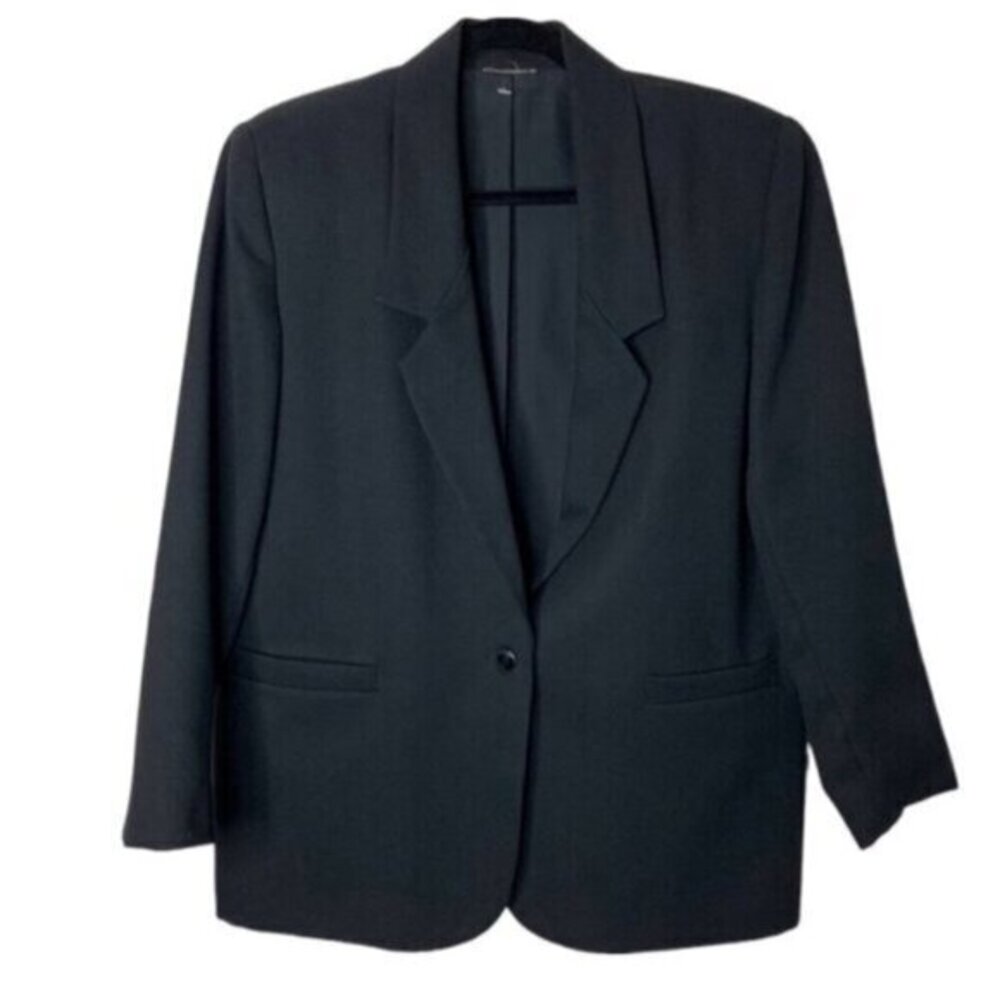 Vintage 90s Women’s  Black Blazer Shoulders Pads Structured business casual